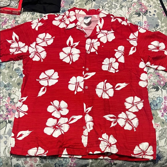 Quiksilver Other - Quicksilver Red Hawaiian Floral Button-Up Shirt